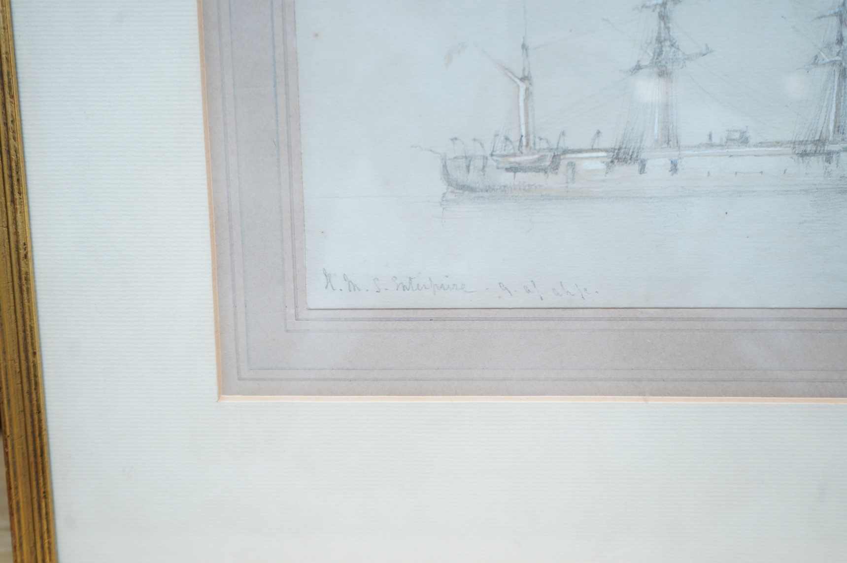 Calvert Richard Jones (1804-1877), 'HMS Enterprise', label verso, inscribed, pastel and wash drawing heightened with white, 18 x 26cm